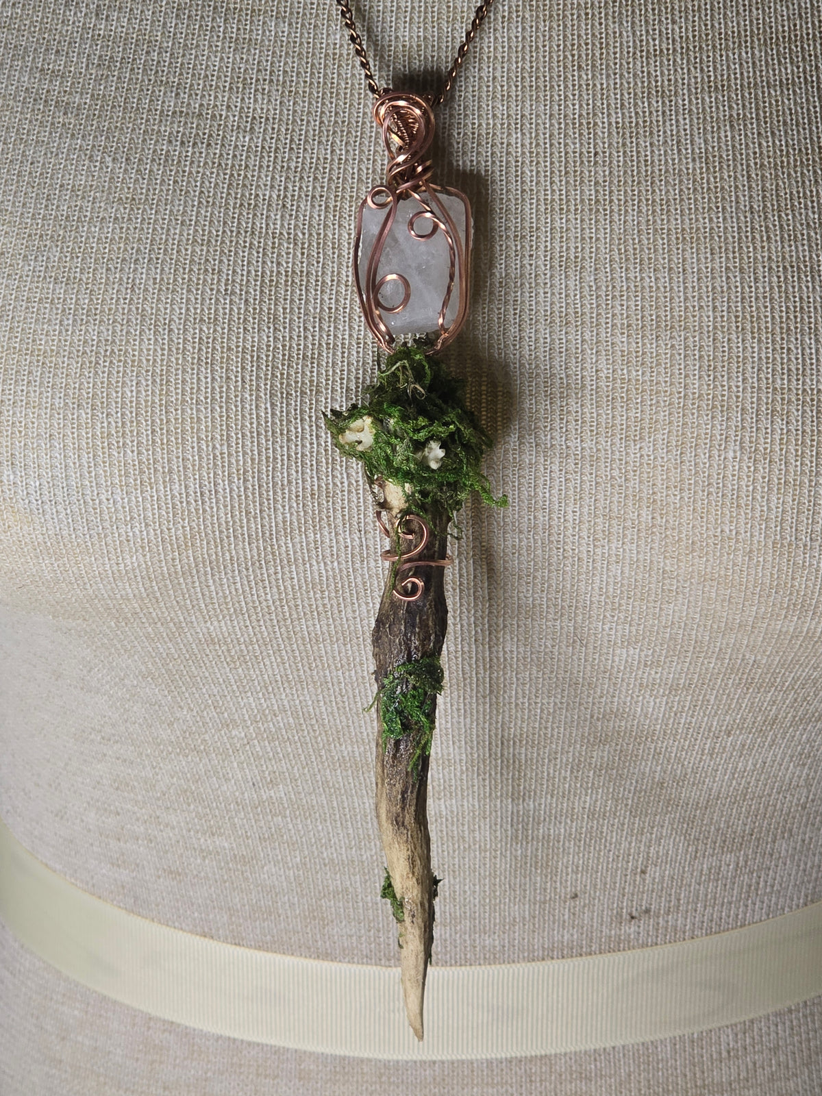Clear Quartz + Antler (Raw Copper)