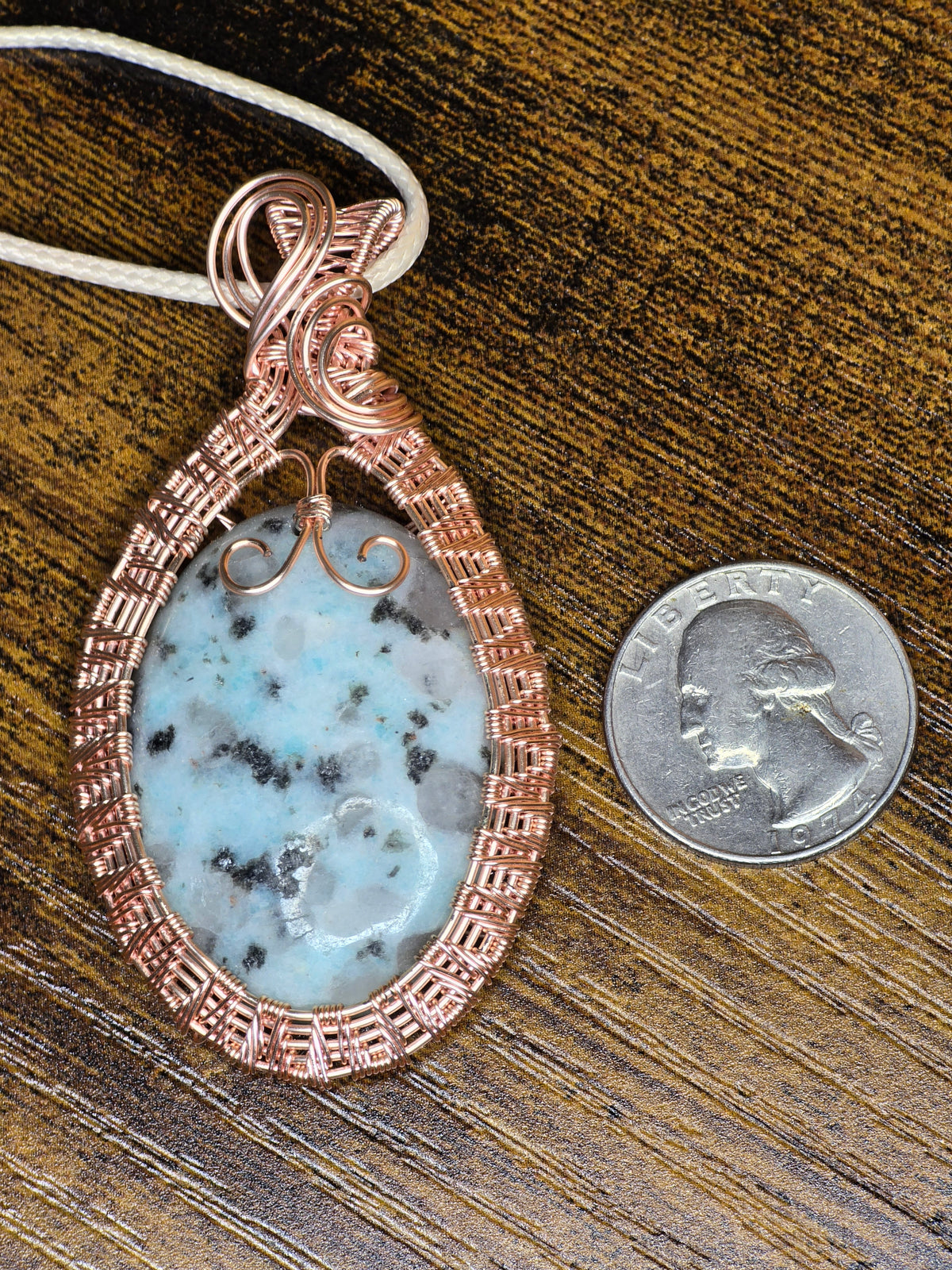 Kiwi Jasper Copper-Framed Pendant