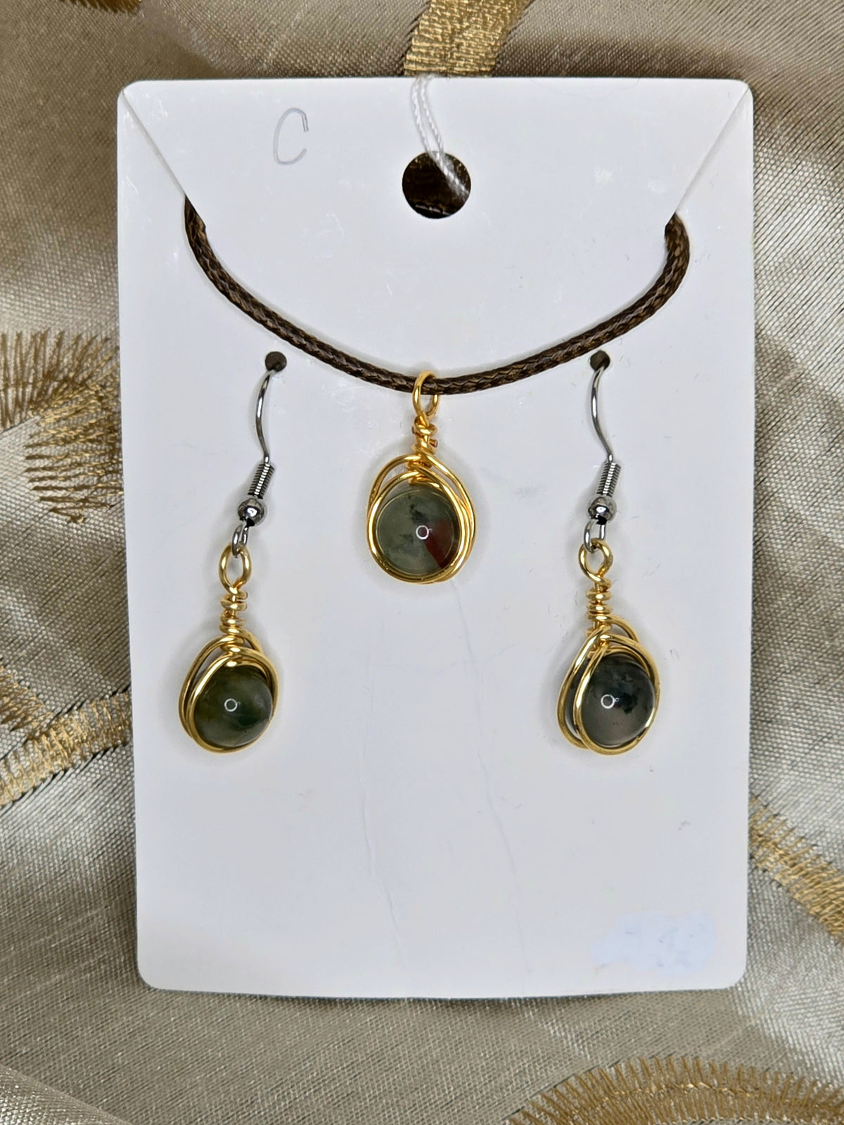 Bloodstone Herringbone Necklace & Earring Set