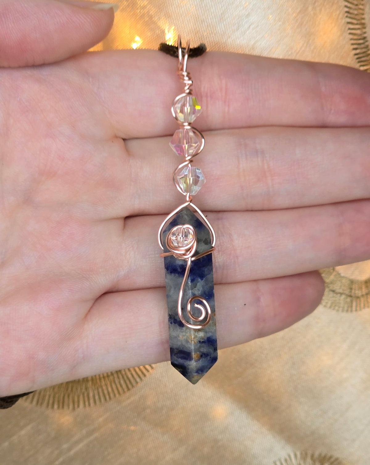 Rosegold-Coated Copper Wrapped Pendant