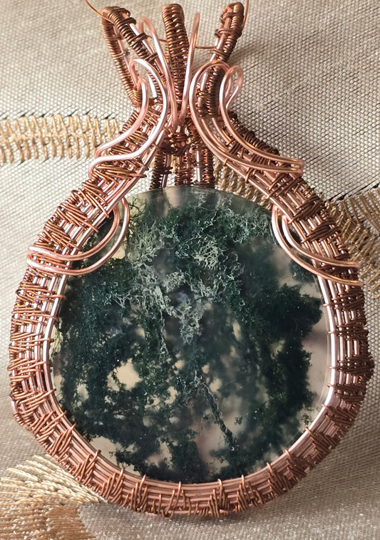 Moss Agate (Rose-Gold Coated Copper)