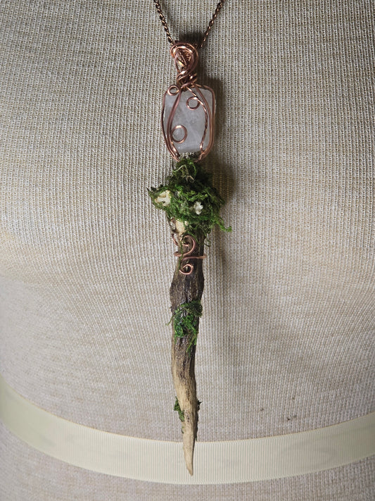 Clear Quartz + Antler (Raw Copper)