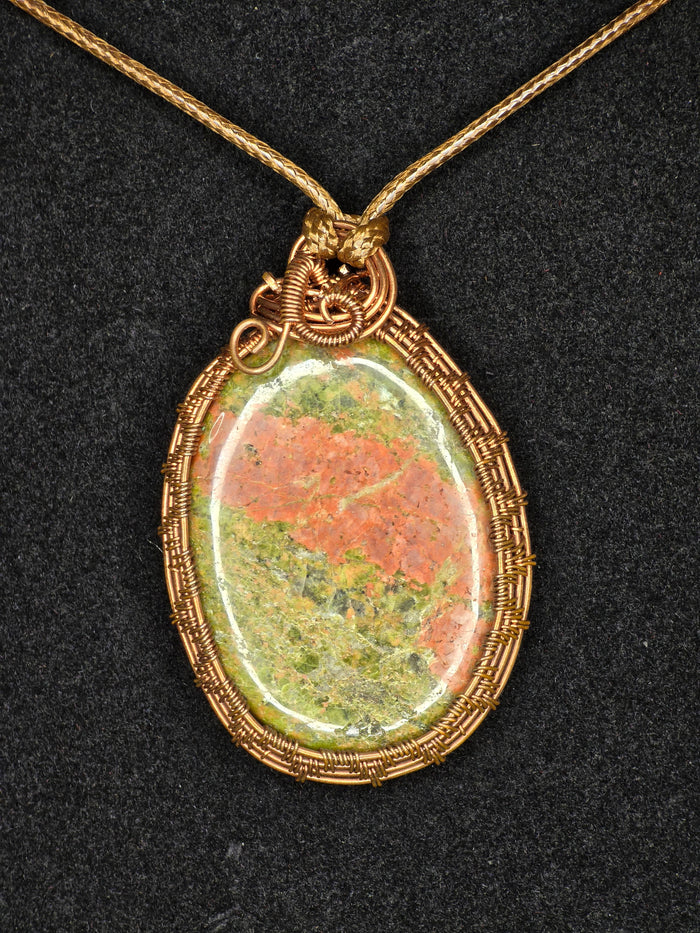Unakite Copper-Framed Pendant