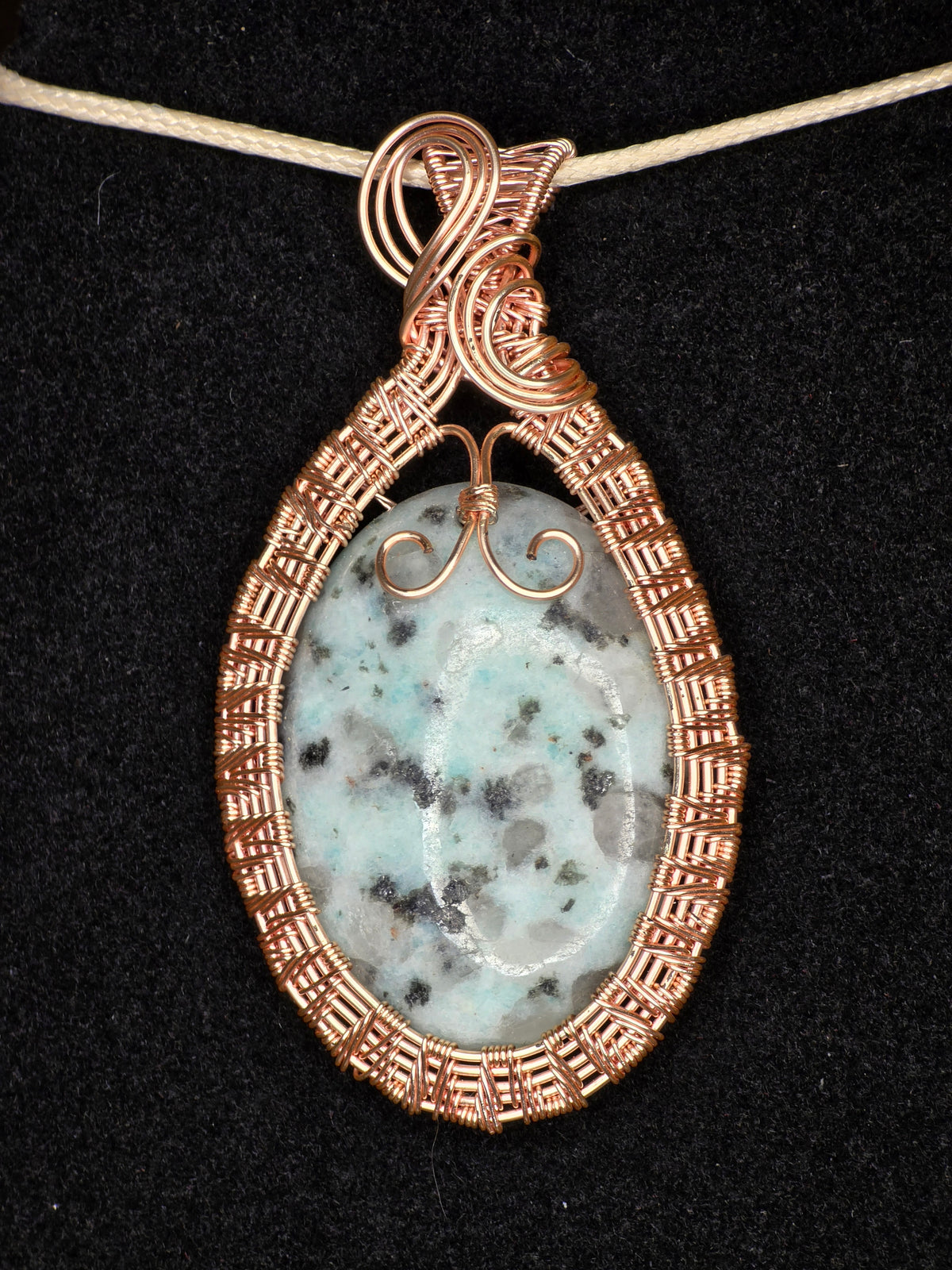 Kiwi Jasper Copper-Framed Pendant