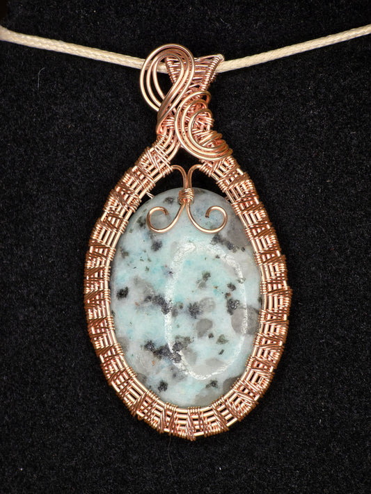 Kiwi Jasper Copper-Framed Pendant