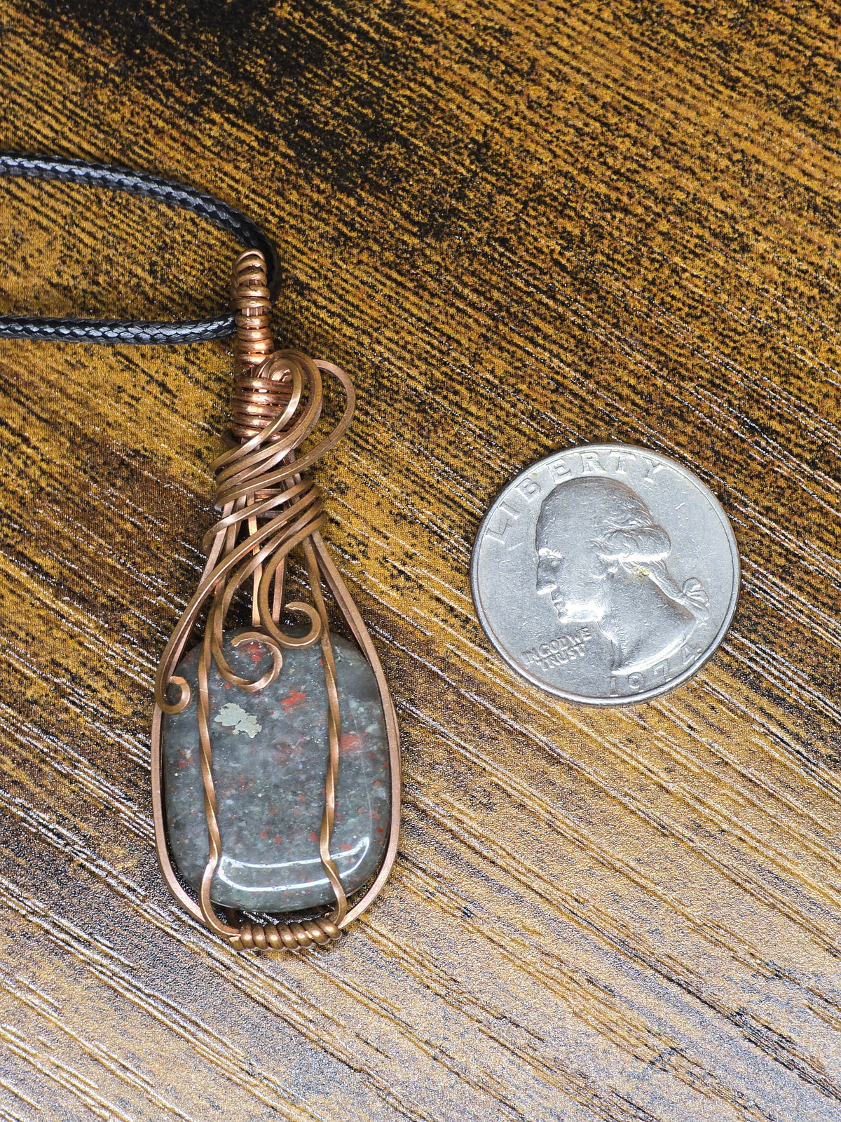 Bloodstone Copper-Wrapped Pendant