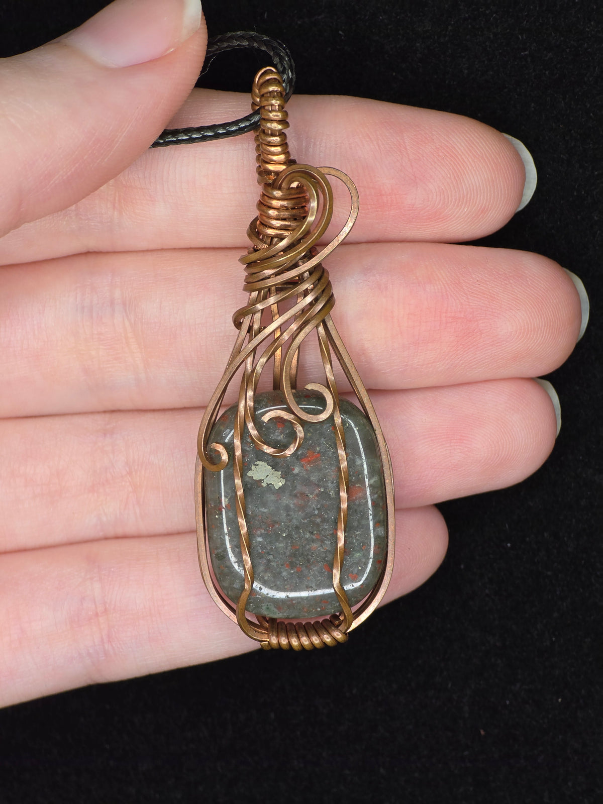 Bloodstone Copper-Wrapped Pendant