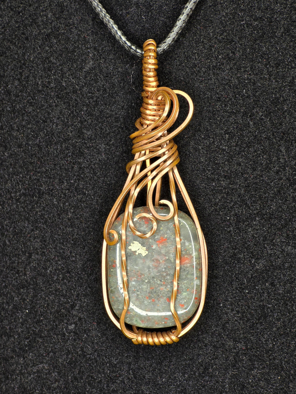 Bloodstone Copper-Wrapped Pendant