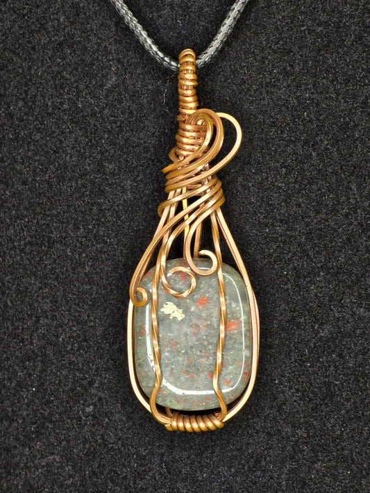 Bloodstone Copper-Wrapped Pendant