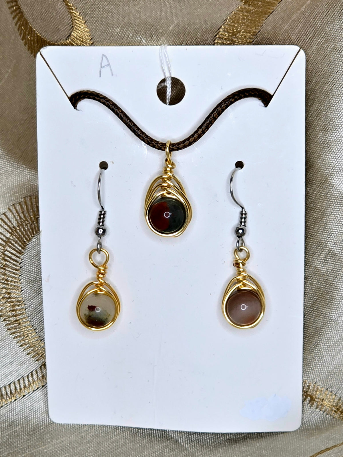 Bloodstone Herringbone Necklace & Earring Set