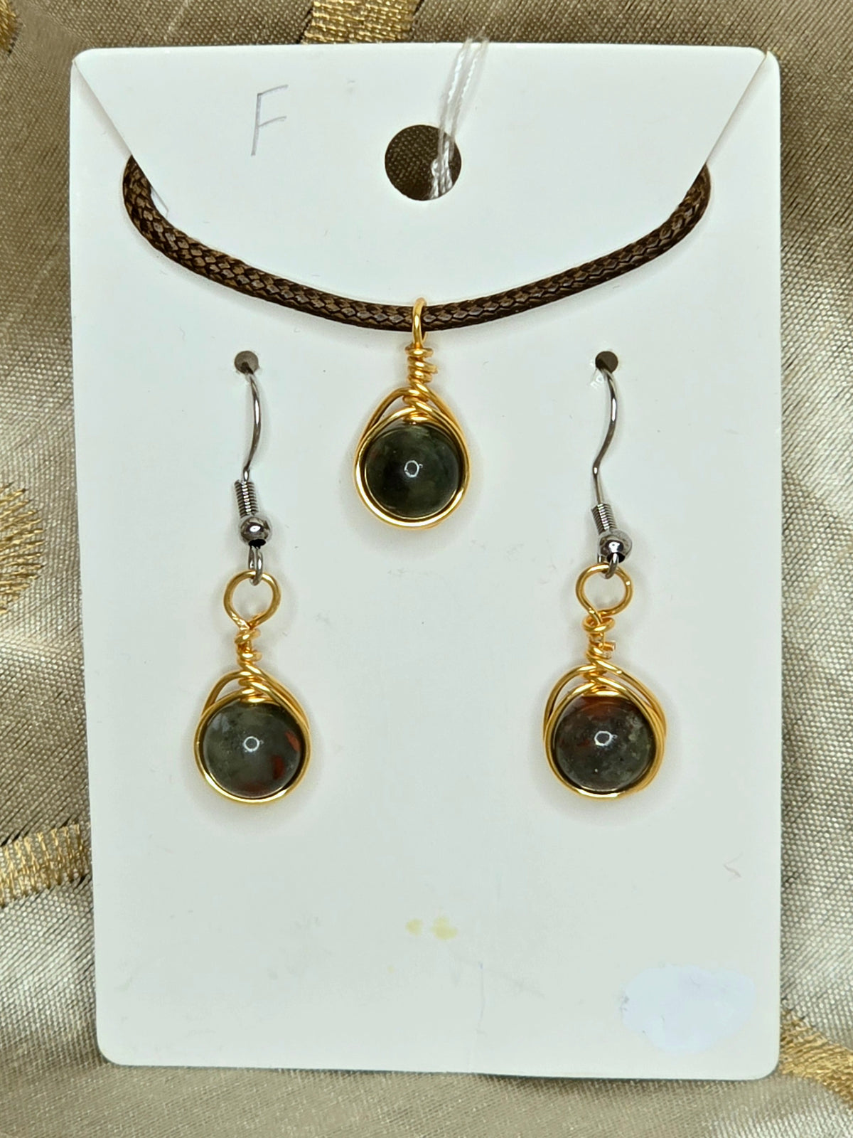Bloodstone Herringbone Necklace & Earring Set
