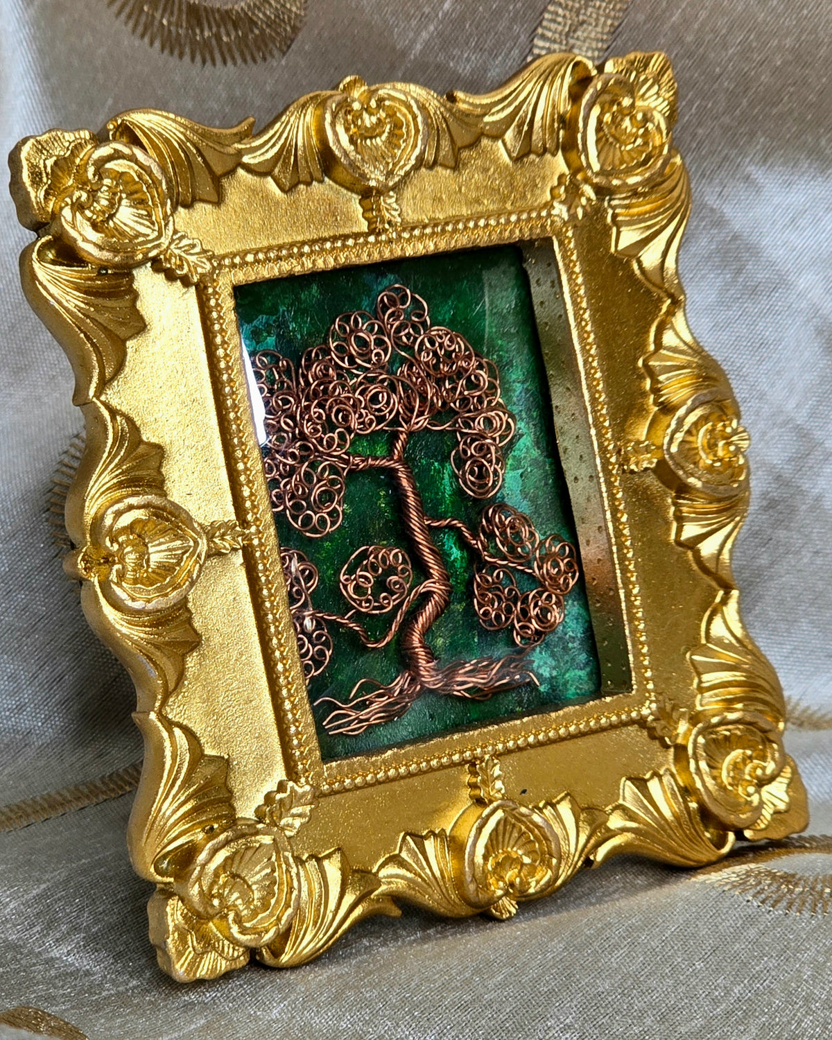 Elegant Framed Copper Tree