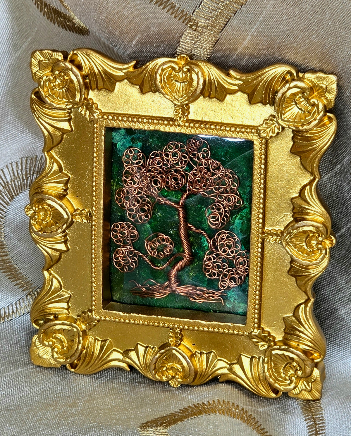 Elegant Framed Copper Tree
