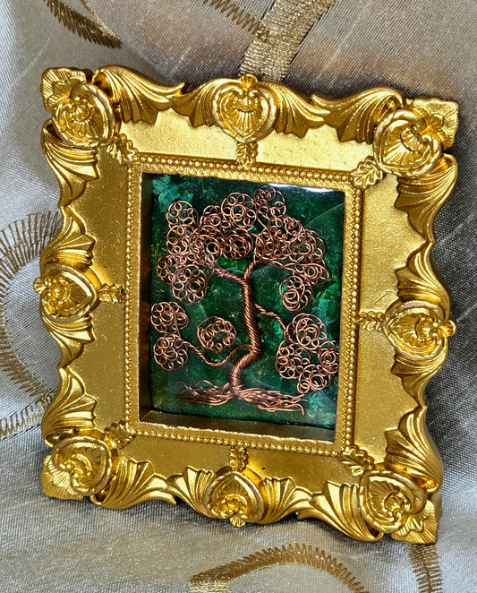 Elegant Framed Copper Tree