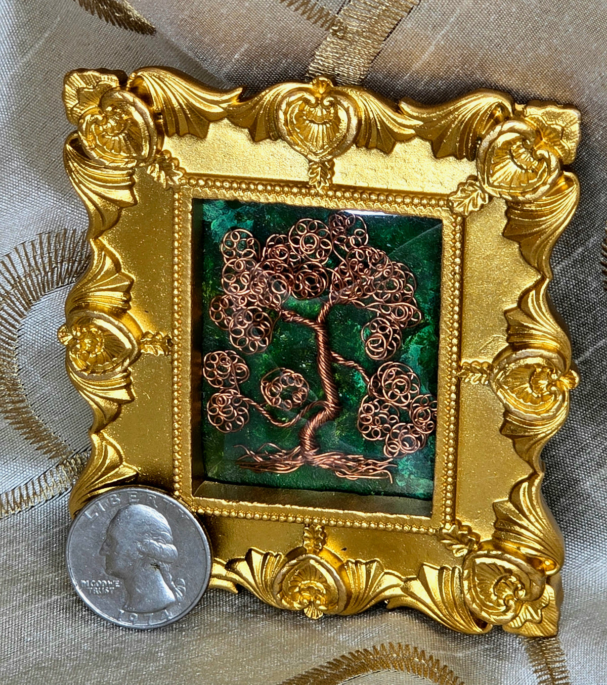 Elegant Framed Copper Tree