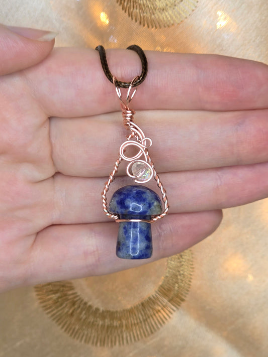 Rosegold-Coated Copper Wrapped Mushroom Pendant