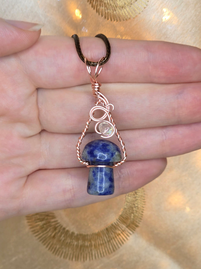 Rosegold-Coated Copper Wrapped Mushroom Pendant